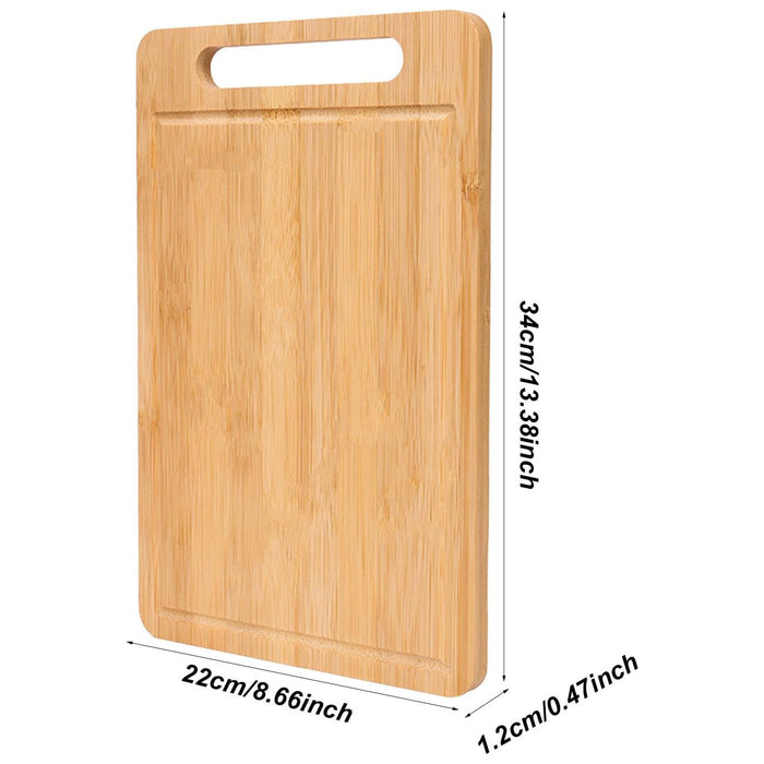 Bamboo Cutting Board Double-Sided with Handle and Juice Groove