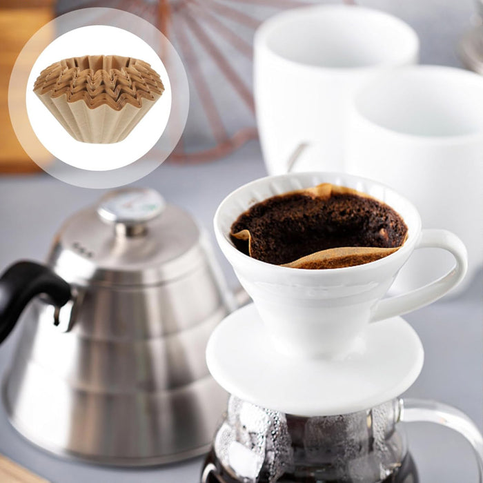100 Pcs Coffee Filter Paper Bowl Shaped Pleated 8cm
