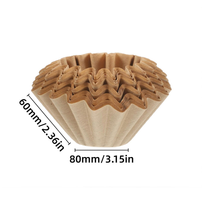 100 Pcs Coffee Filter Paper Bowl Shaped Pleated 8cm