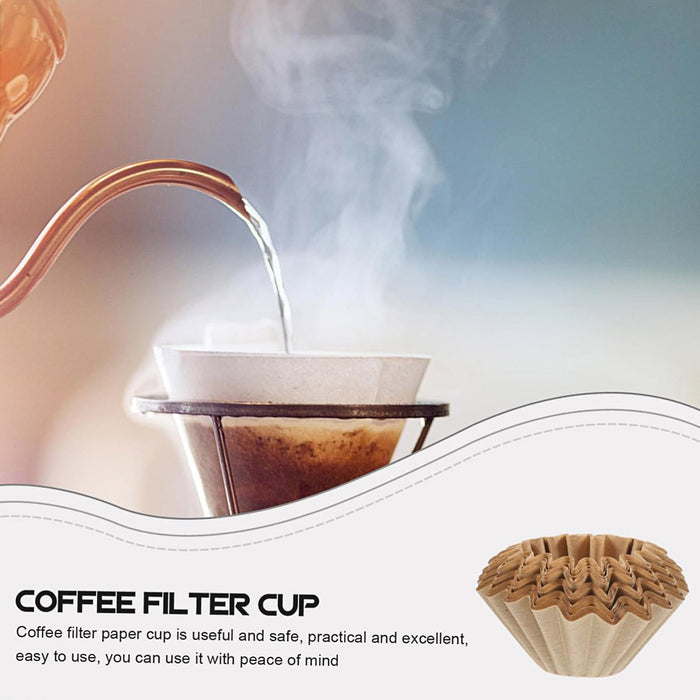 100 Pcs Coffee Filter Paper Bowl Shaped Pleated 8cm