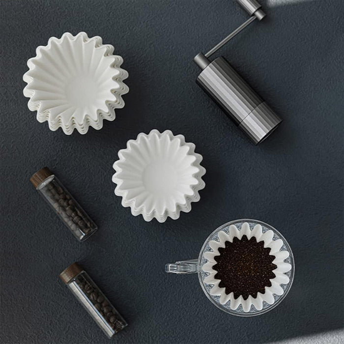 100 Pcs Coffee Filter Paper Bowl Shaped Pleated 8cm