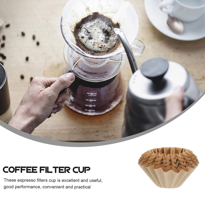 100 Pcs Coffee Filter Paper Bowl Shaped Pleated 8cm