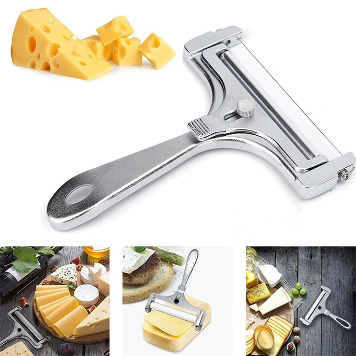 Stainless Steel Cheese Slicer with Adjustable Thickness Silver