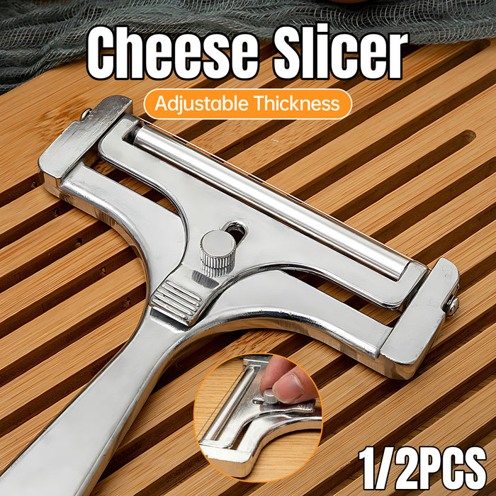 Stainless Steel Cheese Slicer with Adjustable Thickness Silver