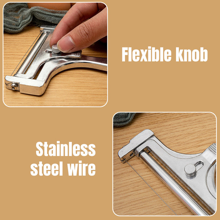 Stainless Steel Cheese Slicer with Adjustable Thickness Silver