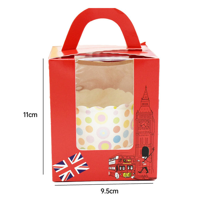 50 Pcs Muffin Cake Boxes with Clear Window and Handle 4 Styles