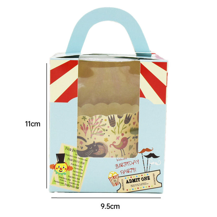 50 Pcs Muffin Cake Boxes with Clear Window and Handle 4 Styles