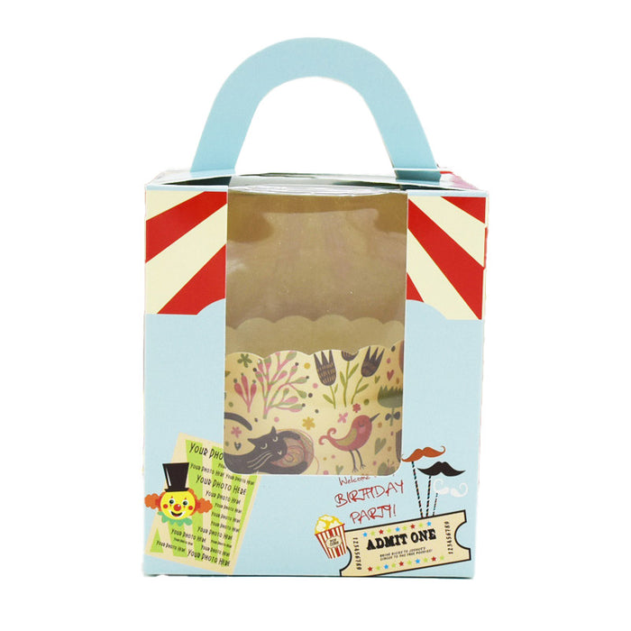 50 Pcs Muffin Cake Boxes with Clear Window and Handle 4 Styles