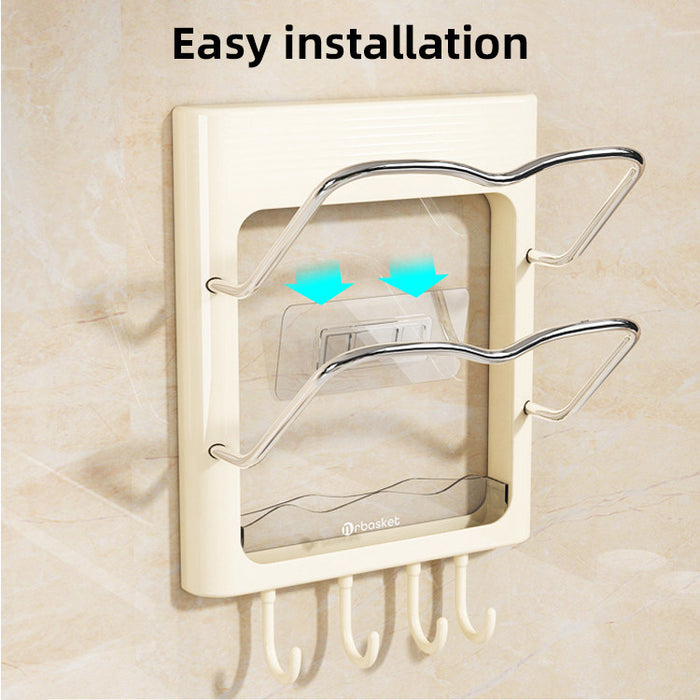 Wall Mounted Pot Lid Rack With Hooks Cream Yellow 24.5cm