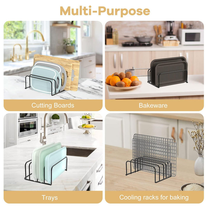 Chopping Board Rack Metal Black Space Saving 18cm