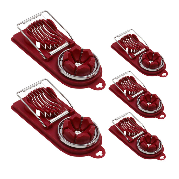 5 Pcs Two in One Egg Slicer Set with Stainless Steel Wires