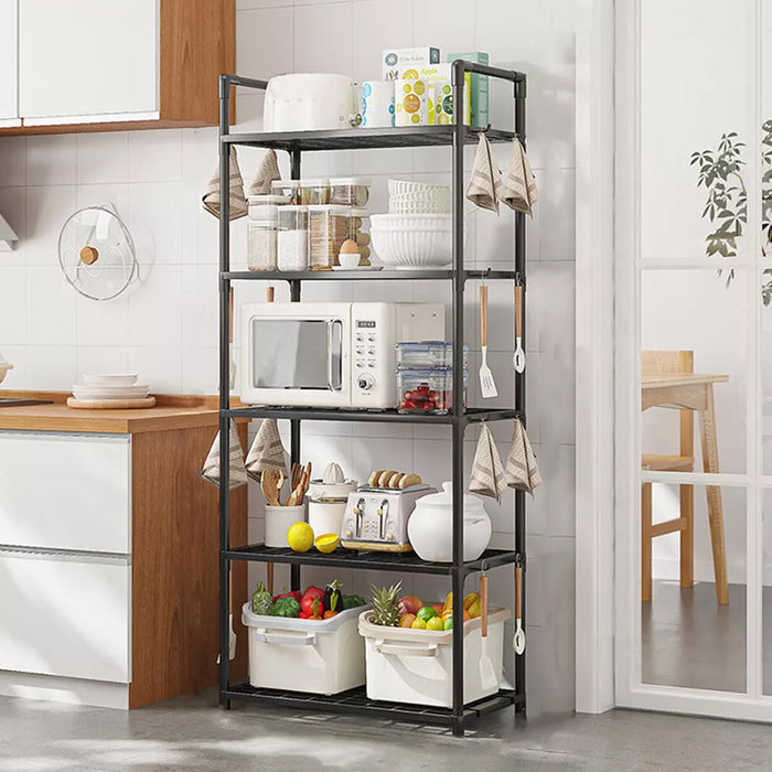 5-Tier Pot Storage Rack PP Cookware Organiser Open Shelves