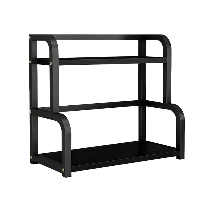 2 Tier Spice Rack Freestanding Steel Black With Hooks