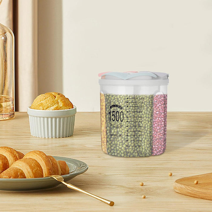Transparent Kitchen Storage Box with Dividers and Scale Lid