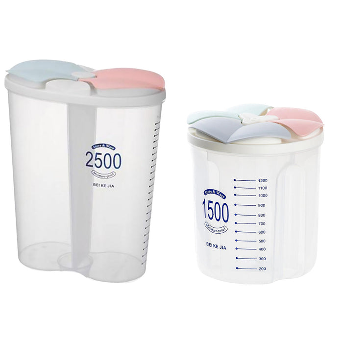 Transparent Kitchen Storage Box with Dividers and Scale Lid