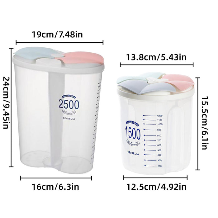 Transparent Kitchen Storage Box with Dividers and Scale Lid