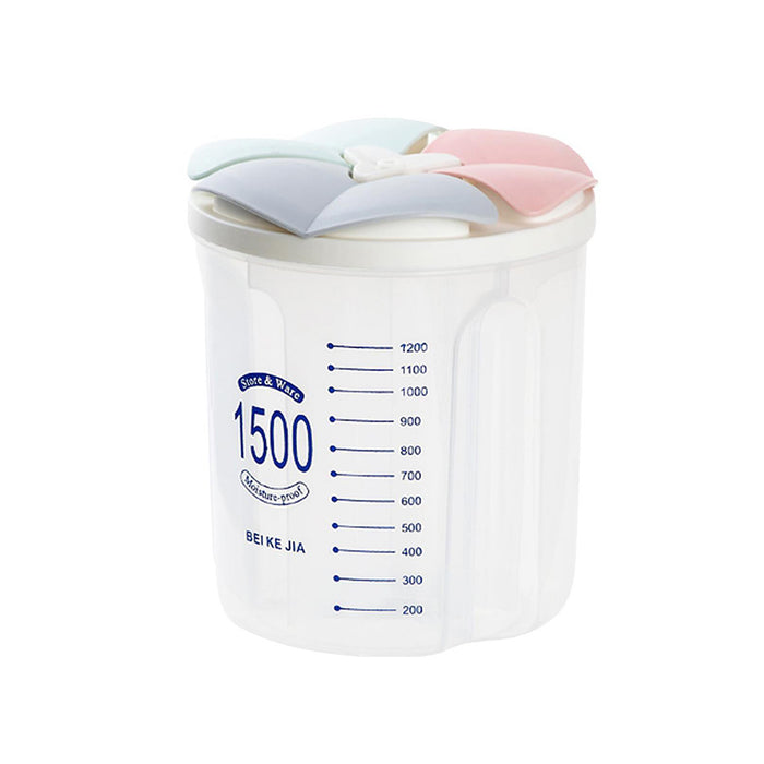 Transparent Kitchen Storage Box with Dividers and Scale Lid