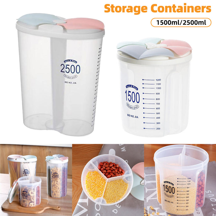 Transparent Kitchen Storage Box with Dividers and Scale Lid