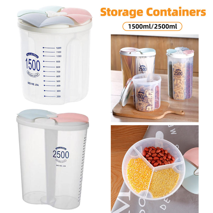 Transparent Kitchen Storage Box with Dividers and Scale Lid