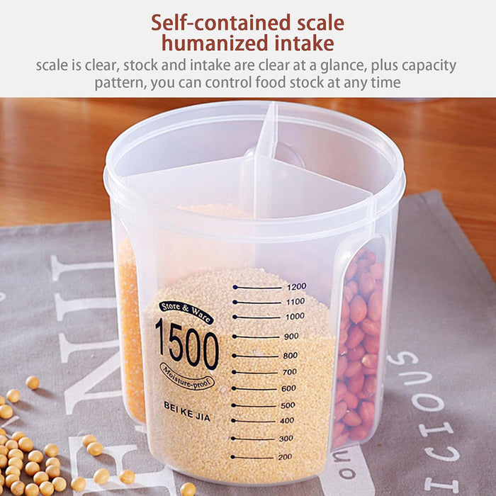 Transparent Kitchen Storage Box with Dividers and Scale Lid