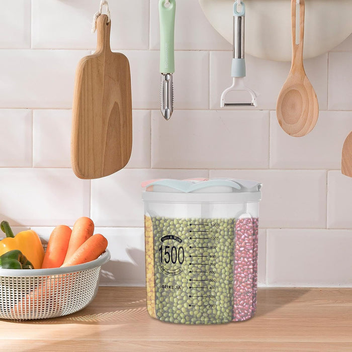 Transparent Kitchen Storage Box with Dividers and Scale Lid