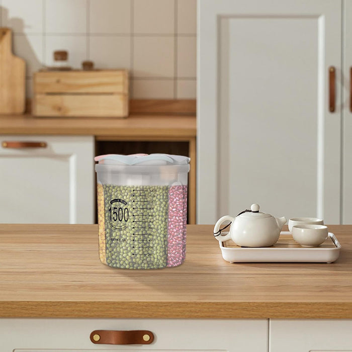 Transparent Kitchen Storage Box with Dividers and Scale Lid