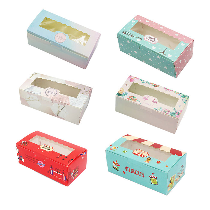 50 Pcs Window Cake Packaging Boxes Food-Grade Cardboard in 6 Styles