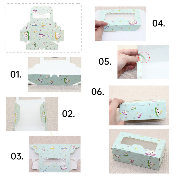 50 Pcs Window Cake Packaging Boxes Food-Grade Cardboard in 6 Styles
