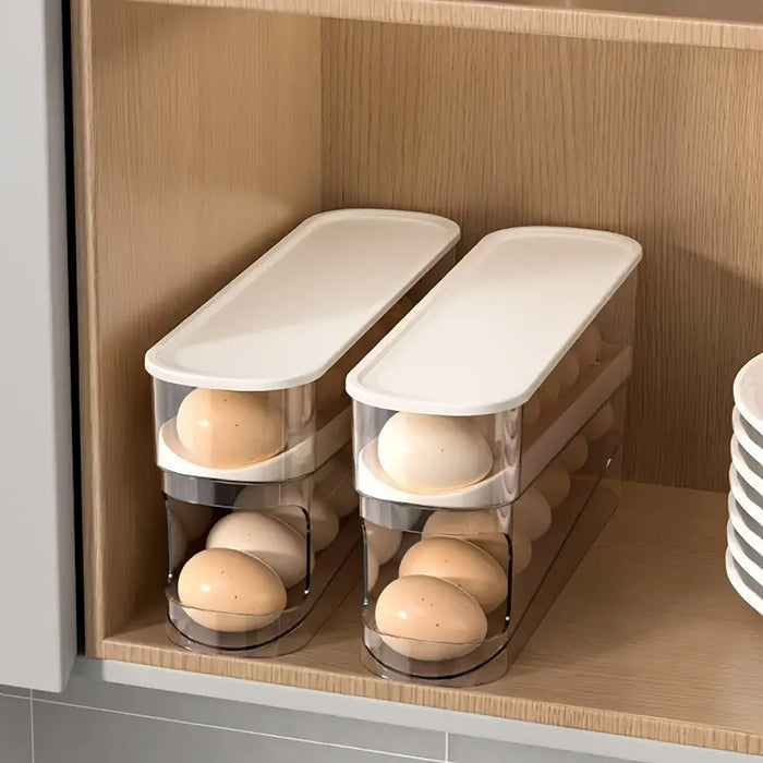 Sliding Egg Storage Box Automatic Rolling 14 Egg Holder