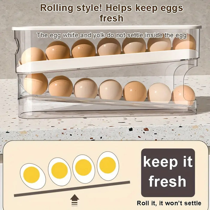 Sliding Egg Storage Box Automatic Rolling 14 Egg Holder