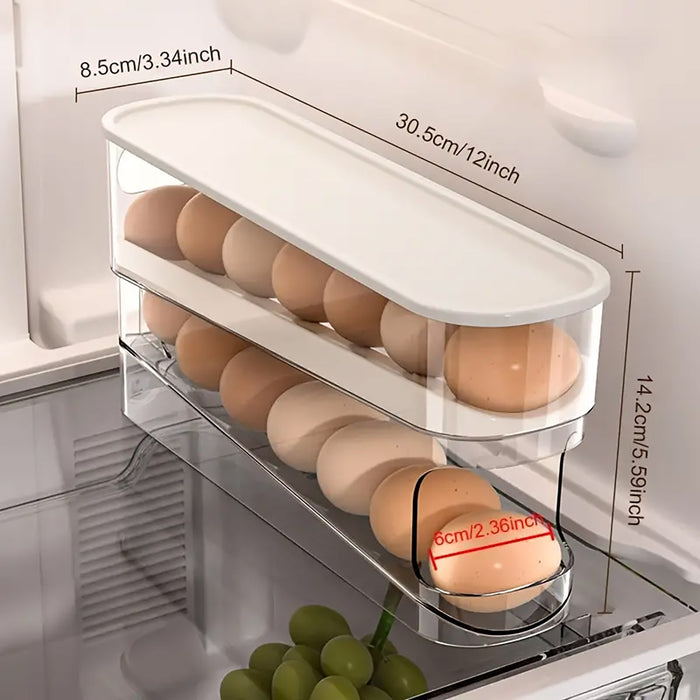 Sliding Egg Storage Box Automatic Rolling 14 Egg Holder