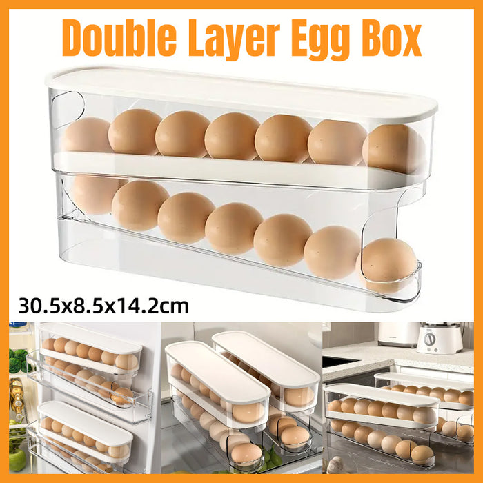 Sliding Egg Storage Box Automatic Rolling 14 Egg Holder