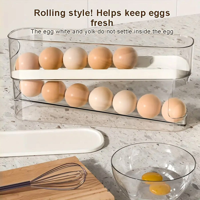 Sliding Egg Storage Box Automatic Rolling 14 Egg Holder