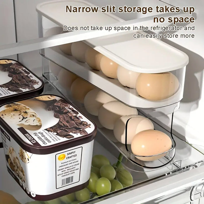 Sliding Egg Storage Box Automatic Rolling 14 Egg Holder