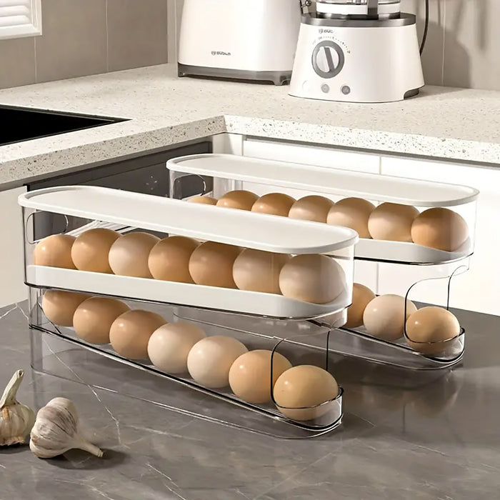 Sliding Egg Storage Box Automatic Rolling 14 Egg Holder