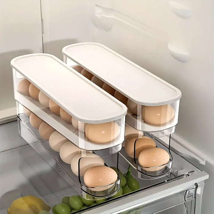 Sliding Egg Storage Box Automatic Rolling 14 Egg Holder