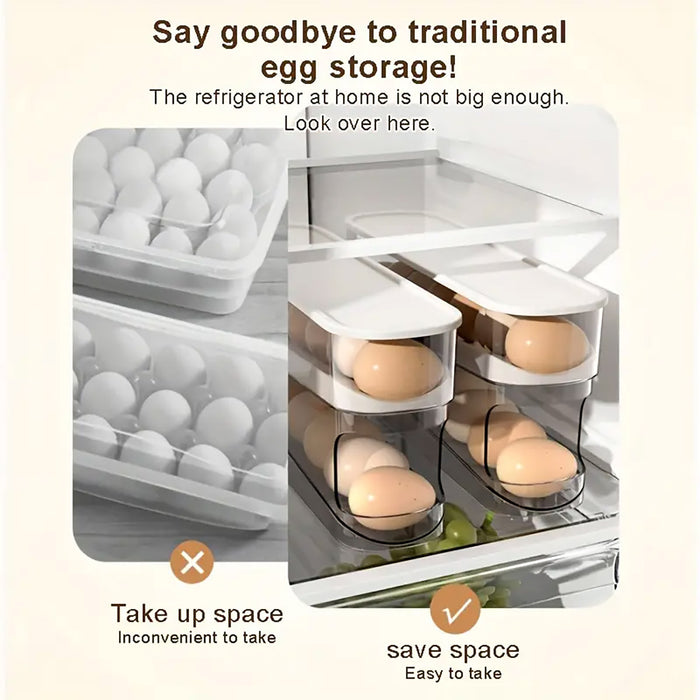 Sliding Egg Storage Box Automatic Rolling 14 Egg Holder