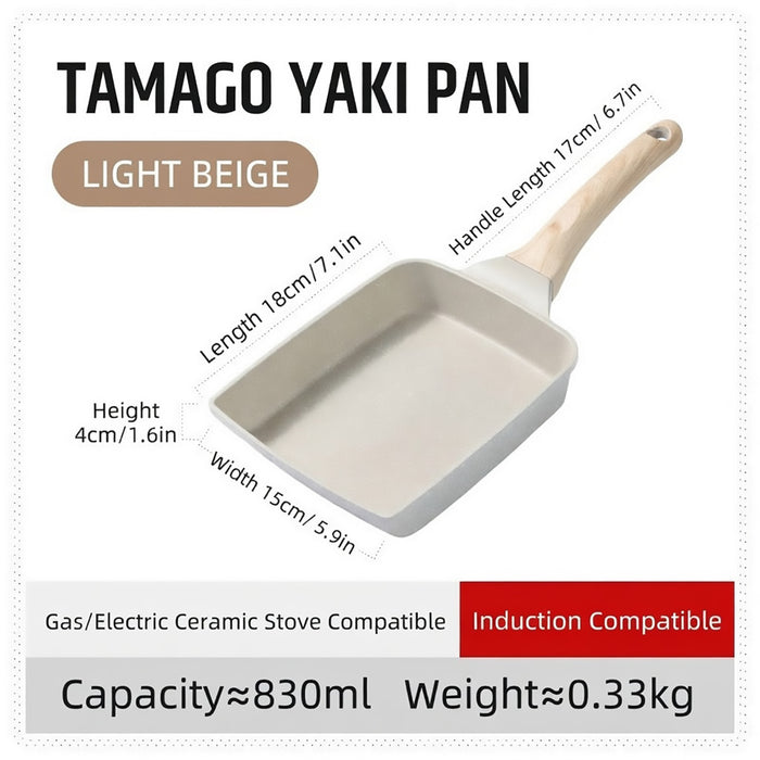 Japanese Tamagoyaki Pan Square Maifan Stone Non-Stick Breakfast Egg Pan 18x15cm
