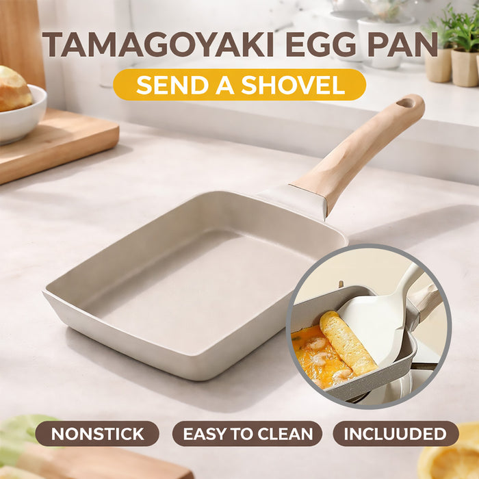 Japanese Tamagoyaki Pan Square Maifan Stone Non-Stick Breakfast Egg Pan 18x15cm