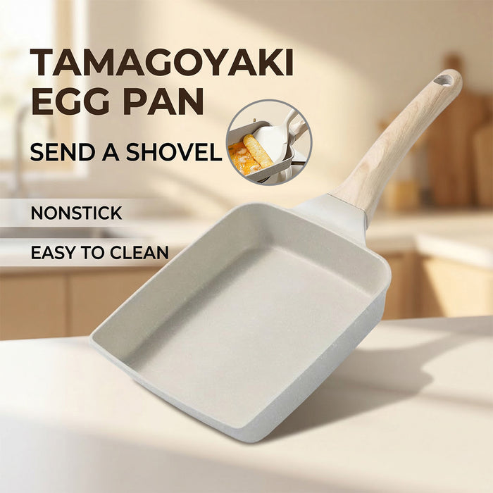 Japanese Tamagoyaki Pan Square Maifan Stone Non-Stick Breakfast Egg Pan 18x15cm