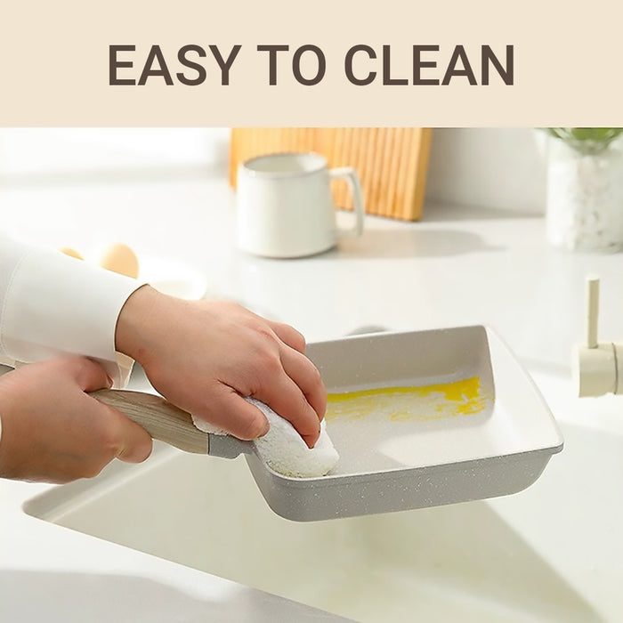 Japanese Tamagoyaki Pan Square Maifan Stone Non-Stick Breakfast Egg Pan 18x15cm