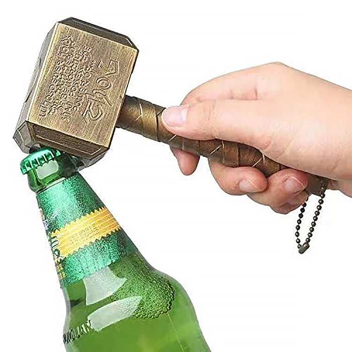 Thor Hammer Bottle Opener with Magnet Metal Bronze Silver