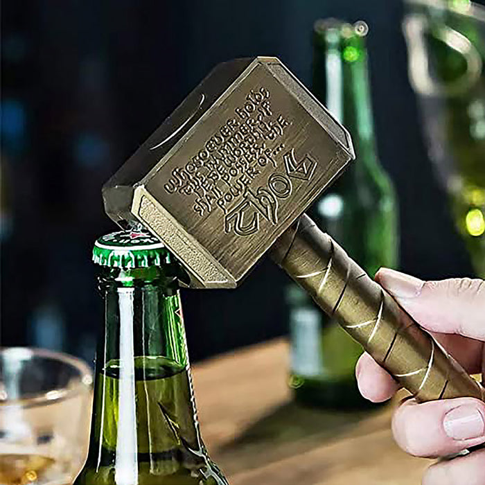 Thor Hammer Bottle Opener with Magnet Metal Bronze Silver