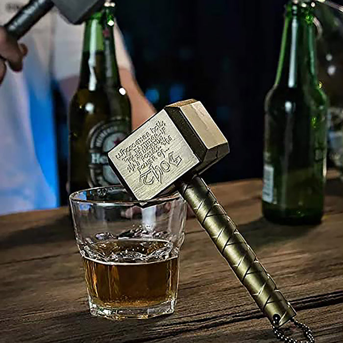 Thor Hammer Bottle Opener with Magnet Metal Bronze Silver