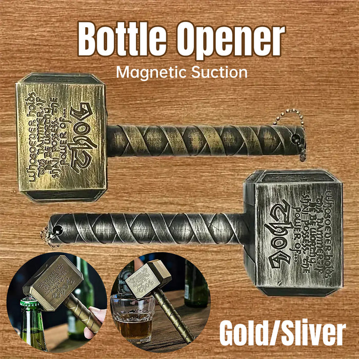 Thor Hammer Bottle Opener with Magnet Metal Bronze Silver