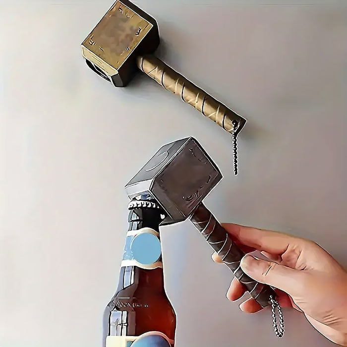 Thor Hammer Bottle Opener with Magnet Metal Bronze Silver