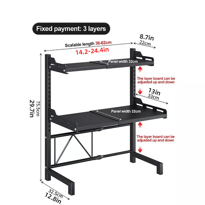2 or 3 Tier Adjustable Carbon Steel Storage Rack Expandable