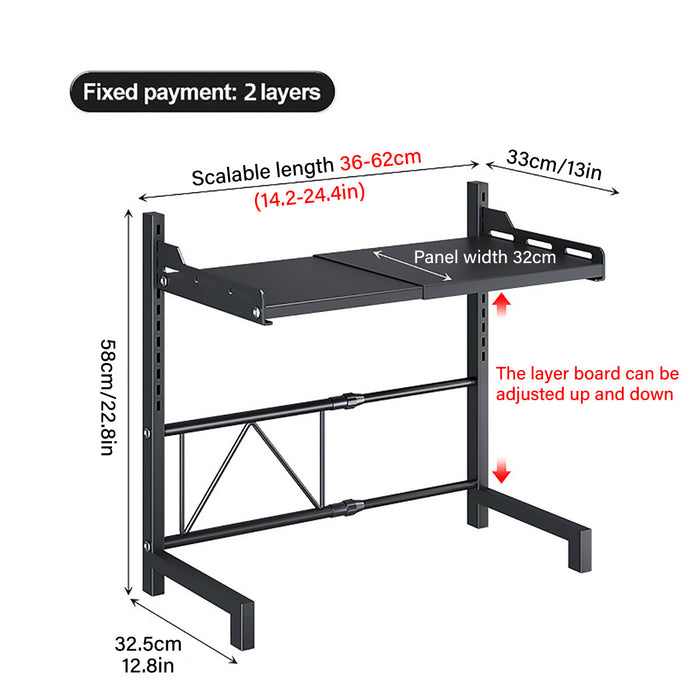 2 or 3 Tier Adjustable Carbon Steel Storage Rack Expandable