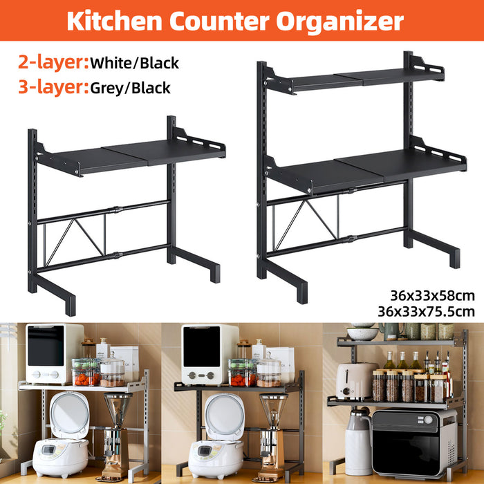2 or 3 Tier Adjustable Carbon Steel Storage Rack Expandable