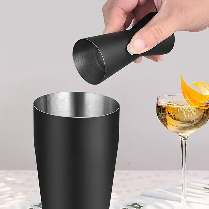 8 Piece Cocktail Shaker Set 700ML Stainless Steel Black